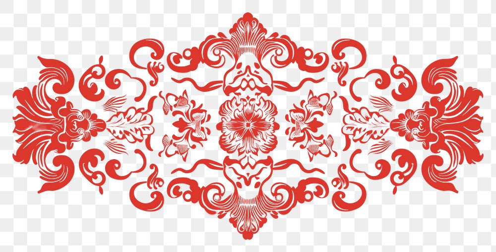 PNG Traditional chinese red frame motif pattern drawing white. AI generated Image by rawpixel.