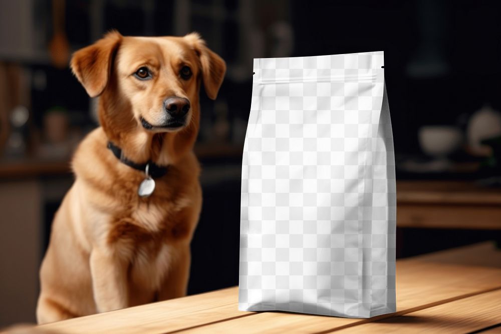 Dog food bag png transparent mockup