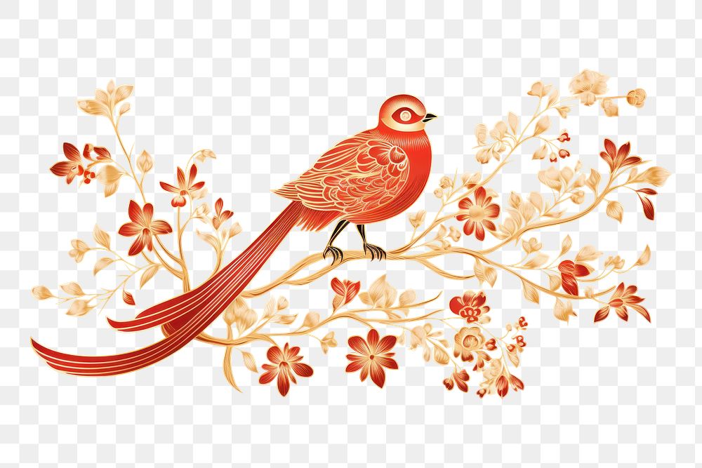 PNG Chinese red knot wedding motif animal bird creativity. AI generated Image by rawpixel.