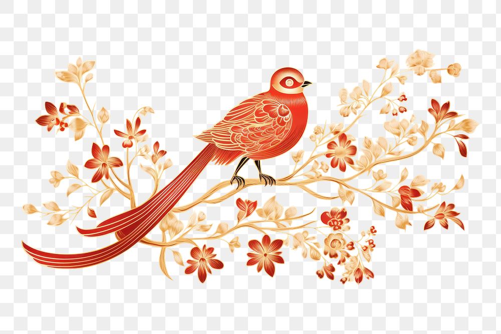 PNG Chinese red knot wedding motif animal bird creativity. 