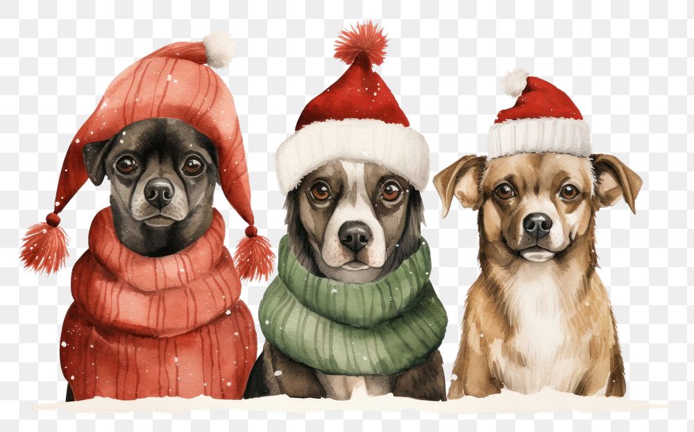PNG  Santa hat dog christmas mammal. AI generated Image by rawpixel.