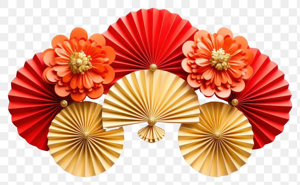 PNG Paper fans chinese new year decoration paper gold art. AI generated Image by rawpixel.
