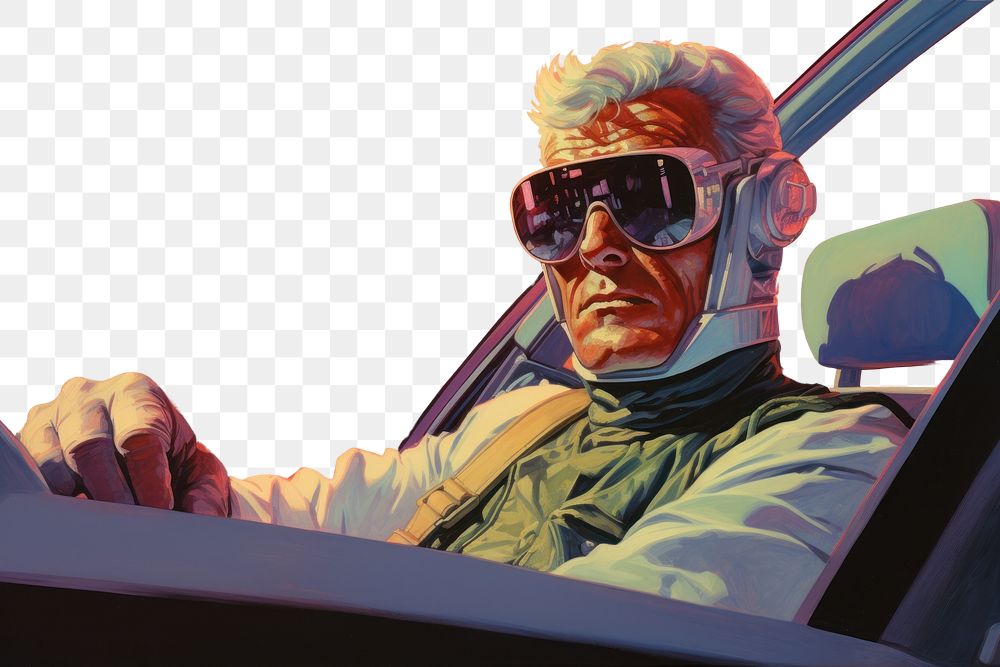 PNG Man driving a car sunglasses portrait vehicle. AI generated Image by rawpixel.