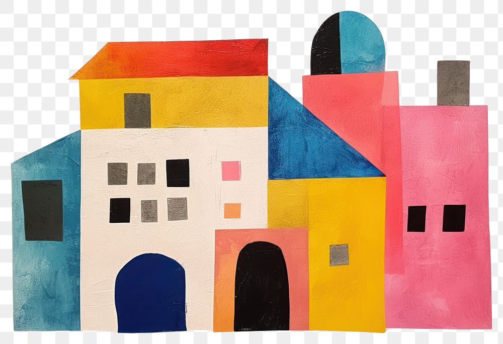 PNG  Cartoonish house painting architecture creativity. AI generated Image by rawpixel.