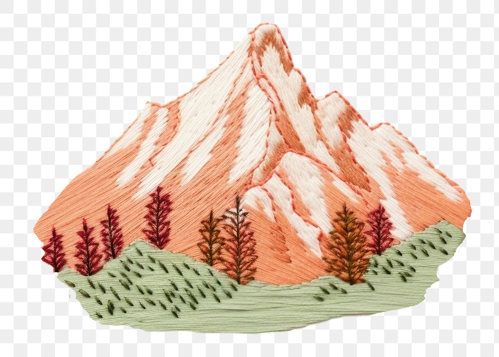 PNG Embroidery mountain pattern representation. AI generated Image by rawpixel.