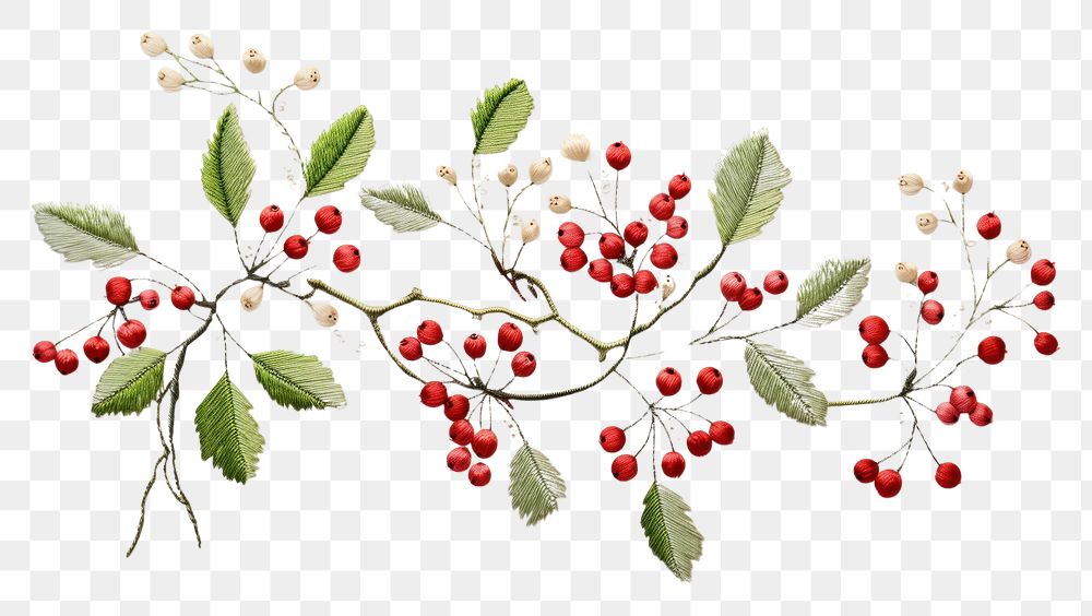 PNG Embroidery pattern cherry plant