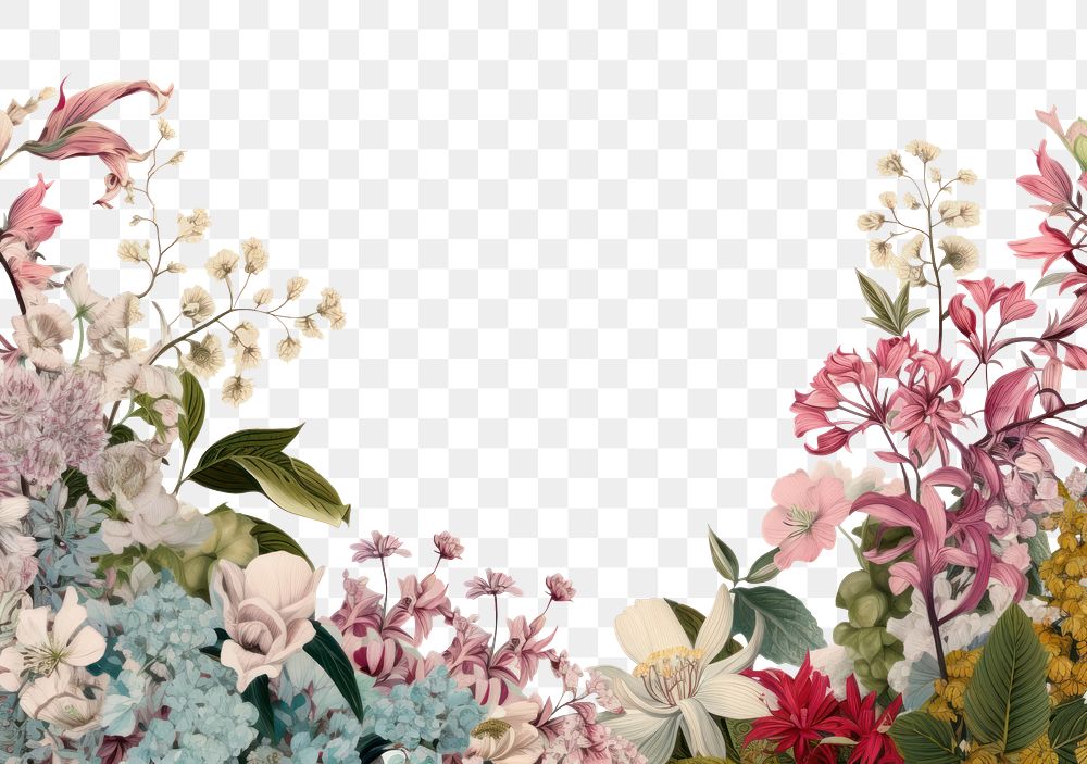 PNG Botanic seamless border flower backgrounds pattern