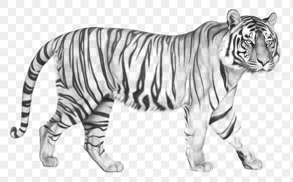 PNG Tiger drawing sketch wildlife. AI generated Image by rawpixel.