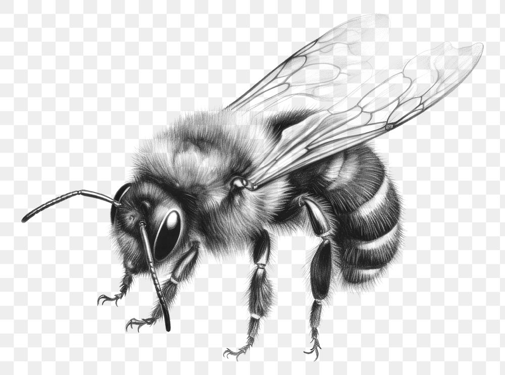 PNG Bee bumblebee drawing animal insect. AI generated Image by rawpixel.