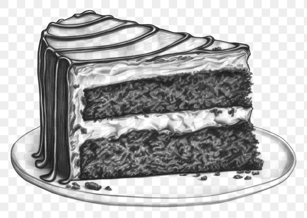 PNG Chocolate cake dessert sketch food. AI generated Image by rawpixel.