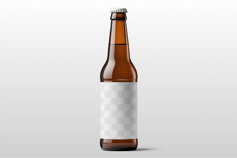Beer bottle png mockup, transparent design