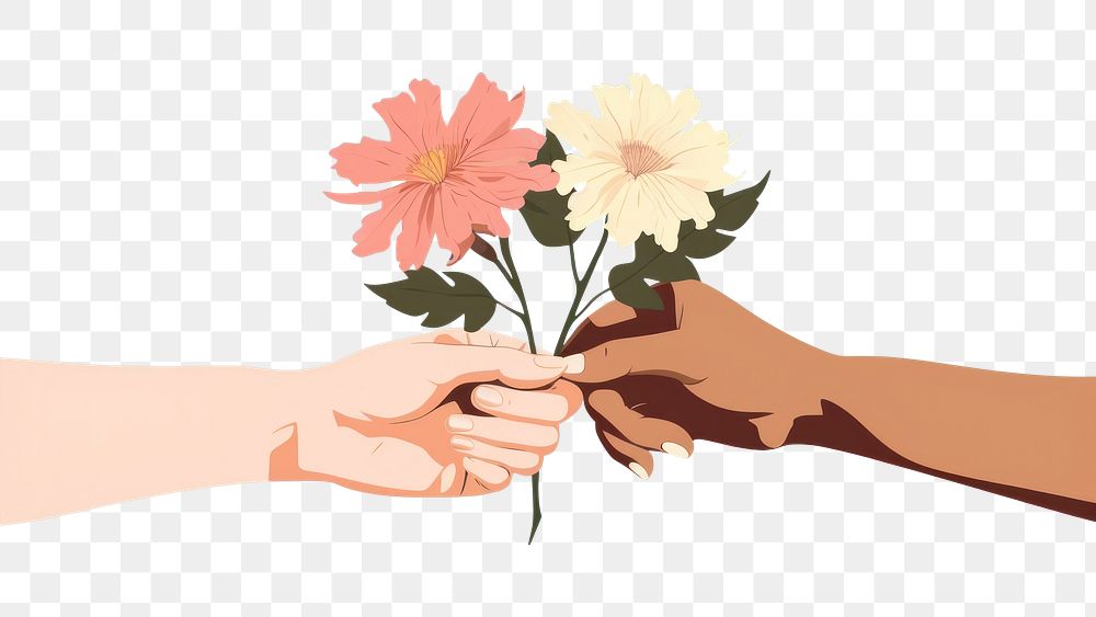 PNG Flower hand holding finger. AI generated Image by rawpixel.