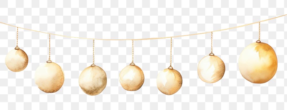 PNG 5 golden balls white background clothesline celebration. AI generated Image by rawpixel.