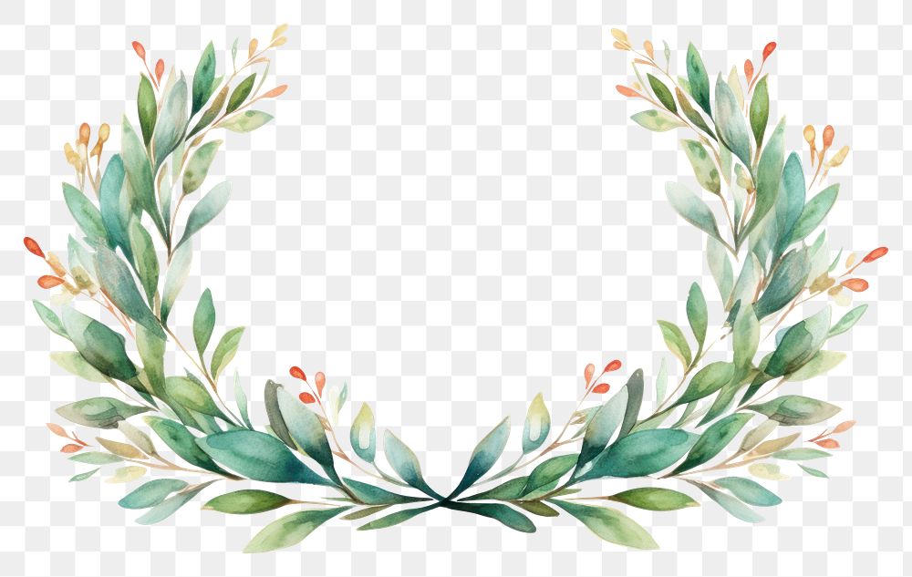 PNG Christmas laurel wreath pattern plant white background. AI generated Image by rawpixel.