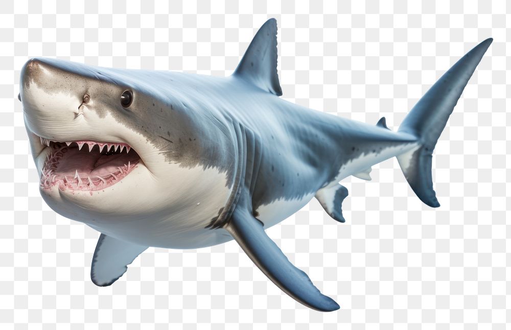 PNG A smile great white shark animal fish white background. 