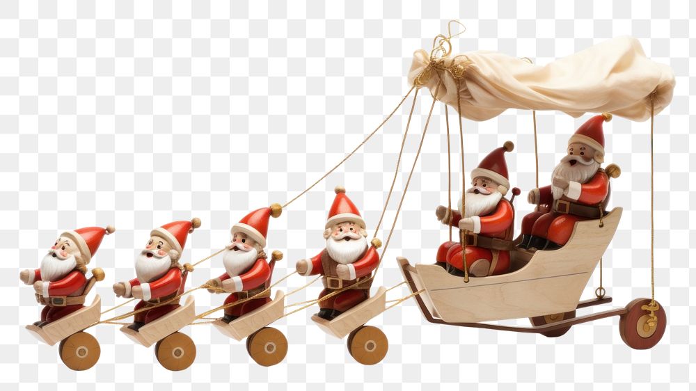 PNG  Puppet santa sleigh Puppets vehicle toy white background. AI generated Image by rawpixel.