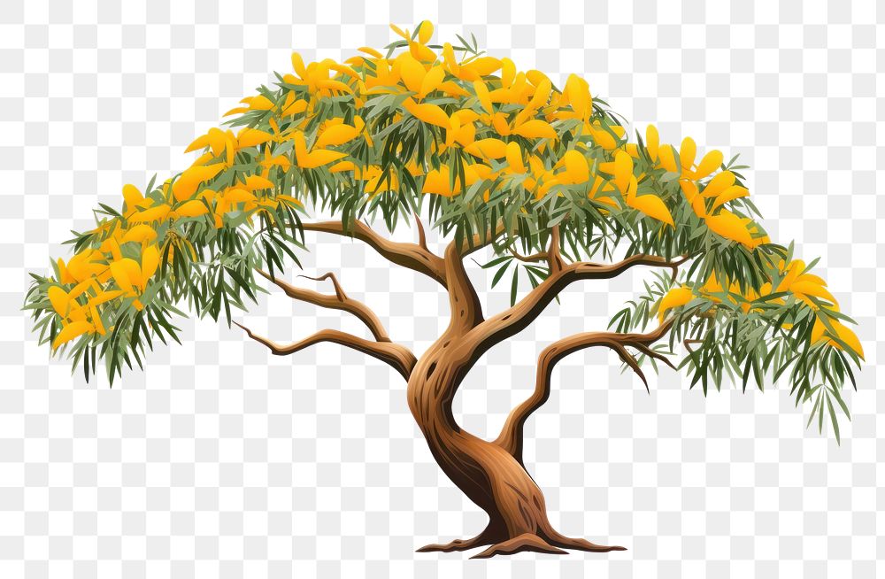 PNG  Kowhai tree outdoors flower plant. AI generated Image by rawpixel.
