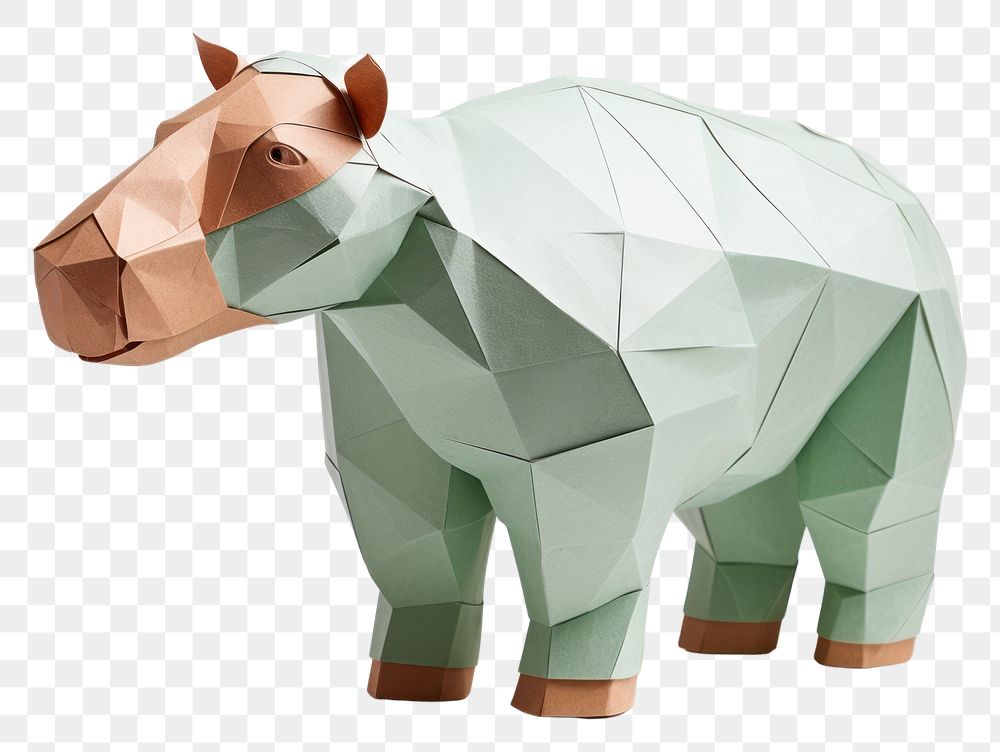 PNG  Nile hippopotamus origami mammal animal. AI generated Image by rawpixel.
