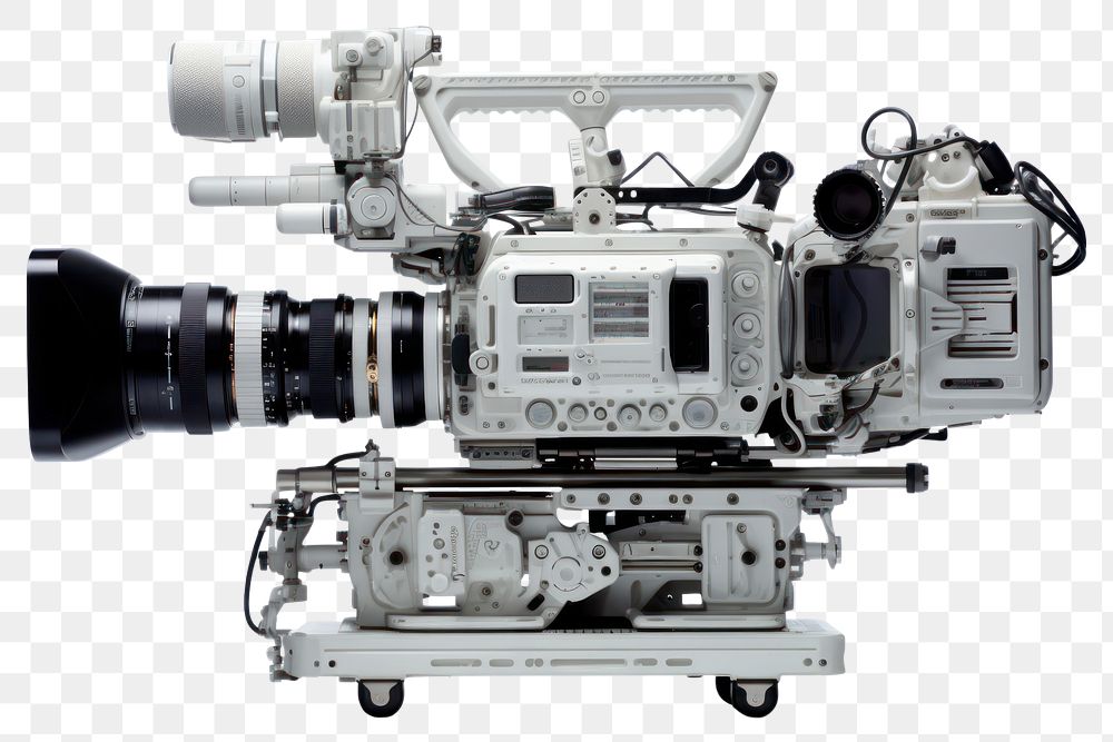 PNG  Studio broadcast camera technology equipment white background. AI generated Image by rawpixel.