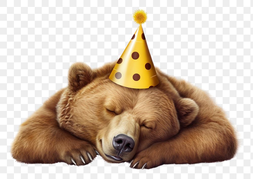 PNG A cartoon happy bear sleeping mammal animal. AI generated Image by rawpixel.