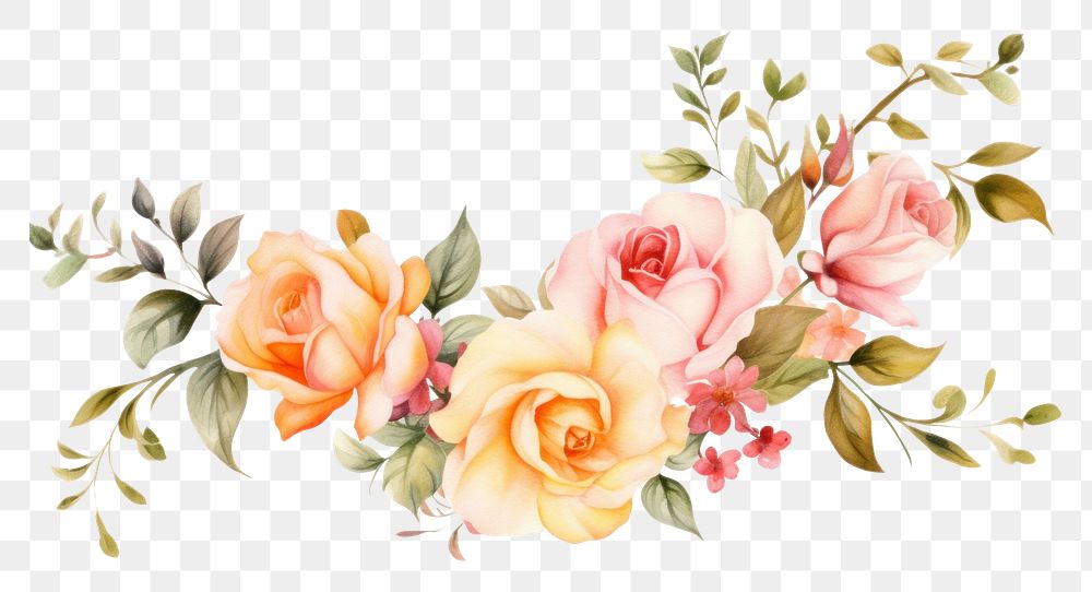 PNG  Roses border painting pattern flower. AI generated Image by rawpixel.