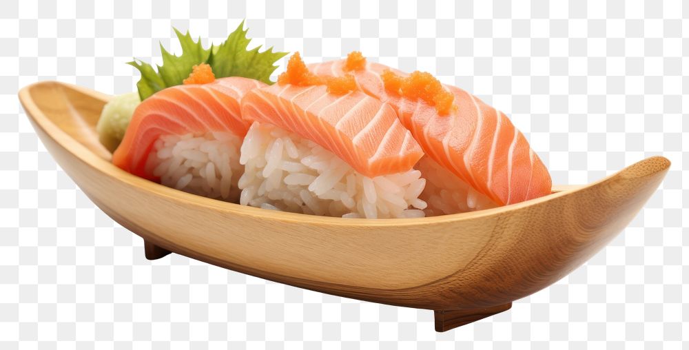 PNG  Nigiri sushi seafood salmon rice. AI generated Image by rawpixel.