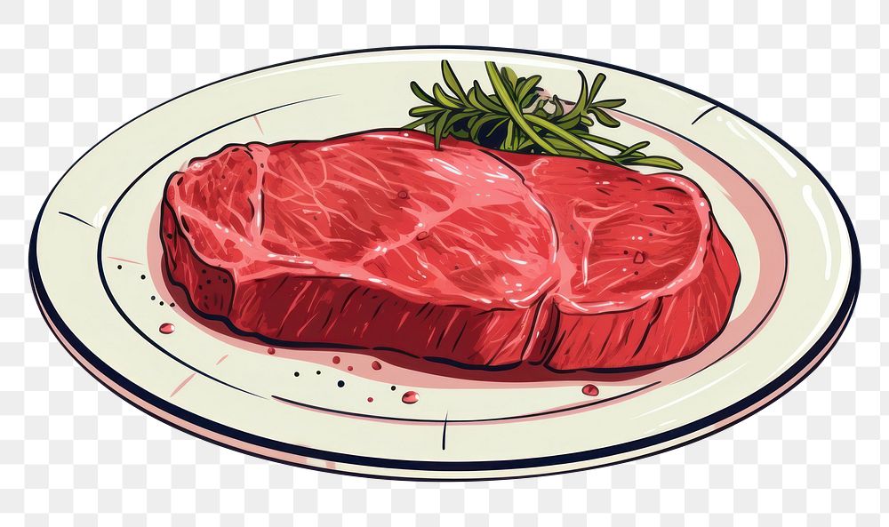 PNG Steak plate meat beef. AI generated Image by rawpixel.