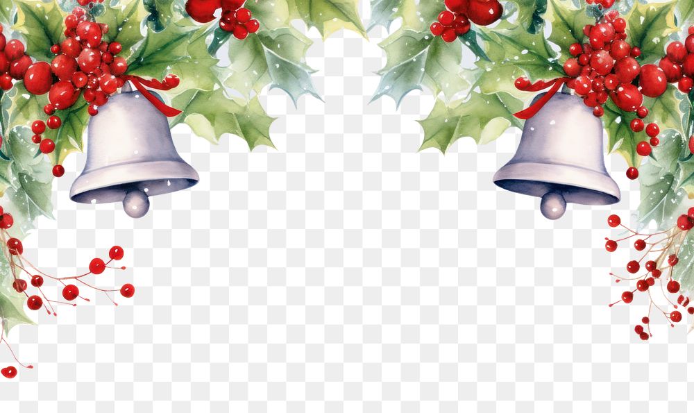 PNG Christmas bells theme border white background celebration decoration. .