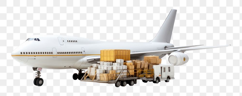 PNG Loading cargo onto cargo plane aircraft airliner airplane