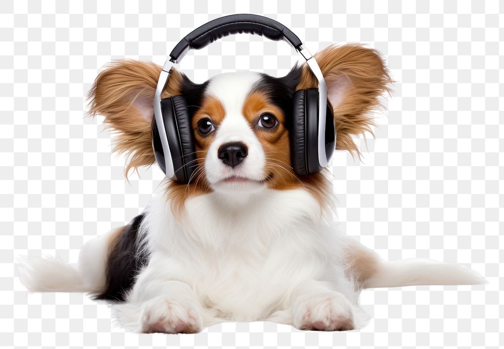 PNG Headphones papillon spaniel headset. AI generated Image by rawpixel.