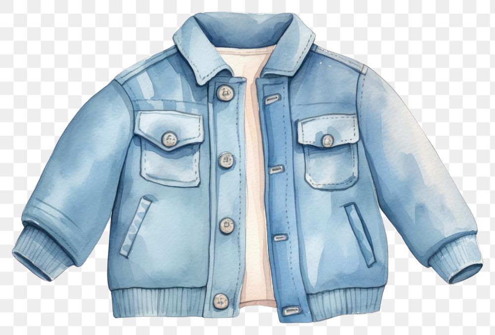 PNG jeans jacket, watercolor fashion element, transparent background