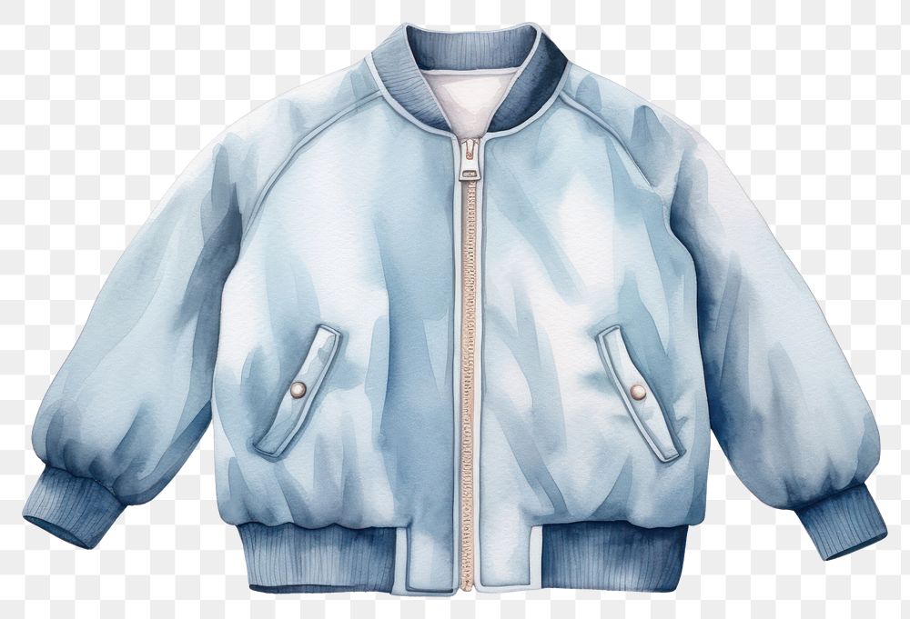 PNG blue jacket, watercolor fashion element, transparent background