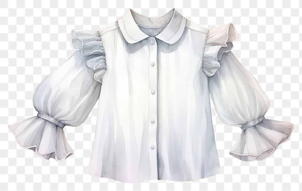 PNG  White shirt blouse sleeve ruffle. AI generated Image by rawpixel.