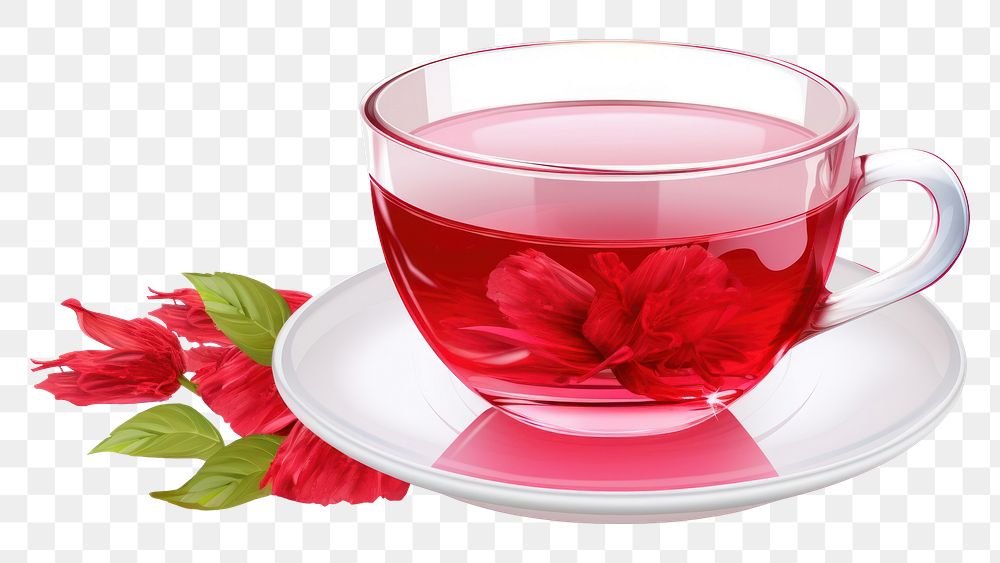 PNG Roselle tea cup saucer flower. AI generated Image by rawpixel.