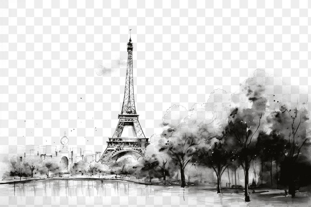 PNG Eiffel tower sketch architecture building. AI generated Image by rawpixel.