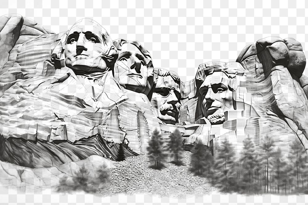 PNG Mount Rushmore National Memorial sketch drawing art. AI generated Image by rawpixel.