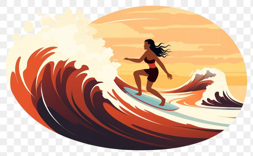 PNG  Woman surfing outdoors sports. AI generated Image by rawpixel.