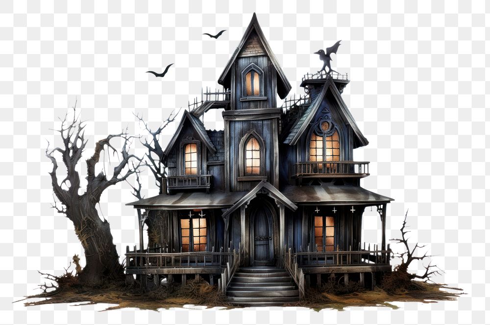 PNG Halloween haunted house architecture building outdoors. AI generated Image by rawpixel.