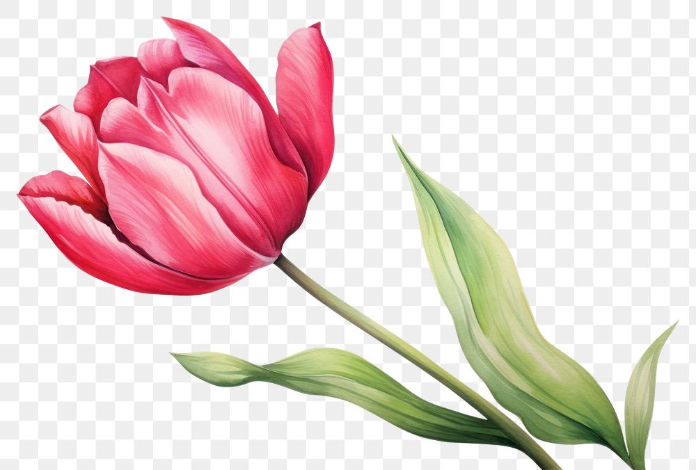 PNG Indian Tulip Flower Watercolor flower tulip blossom. AI generated Image by rawpixel.