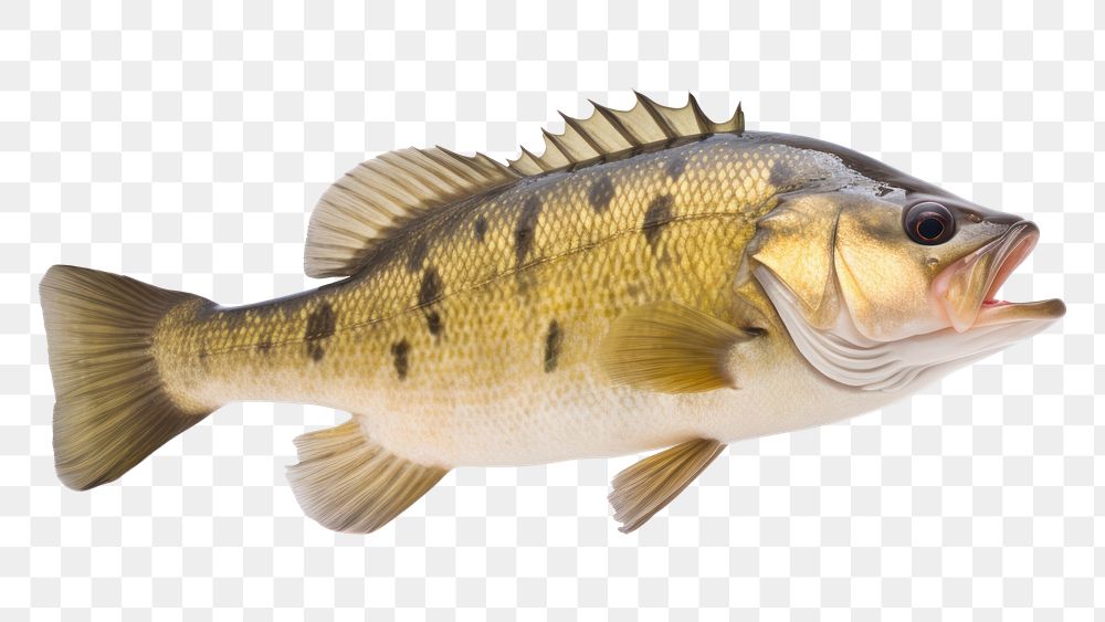 PNG Spotted bass animal fish white background. AI generated Image by rawpixel.