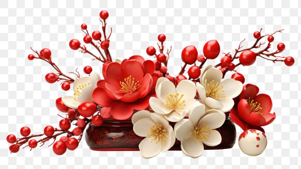PNG Chinese new year decoration blossom flower. 