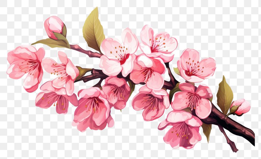 PNG Pink cherry blossom flower plant inflorescence. AI generated Image by rawpixel.