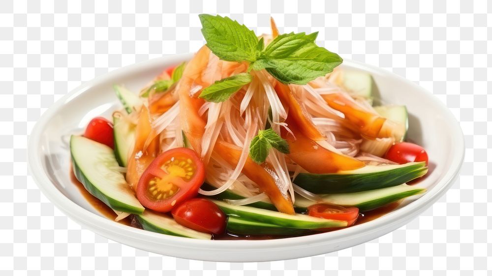 PNG  Thai food salad plate meal. AI generated Image by rawpixel.