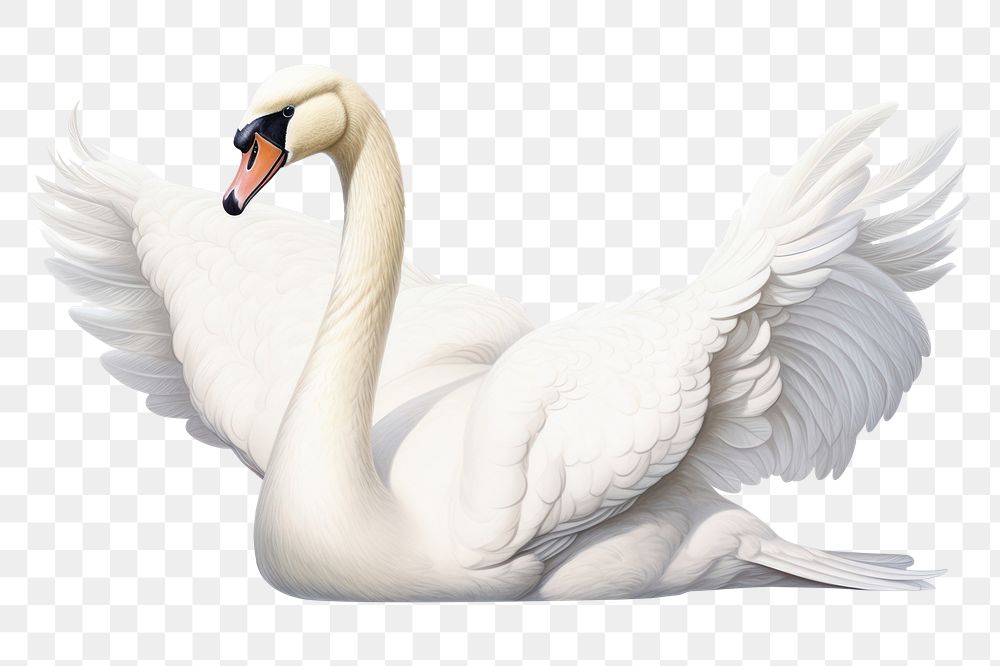 PNG  Swan fullbody animal white bird. 