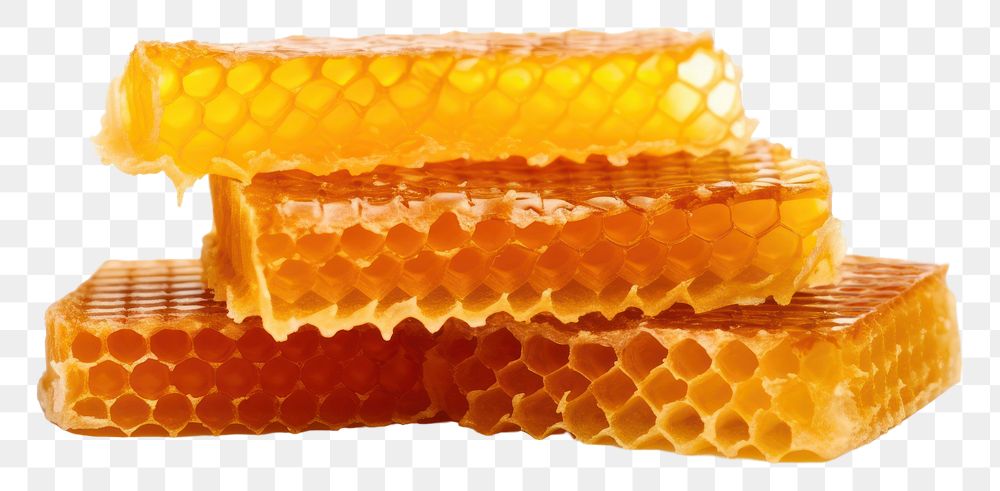PNG  Honeycomb food white background apiculture. AI generated Image by rawpixel.