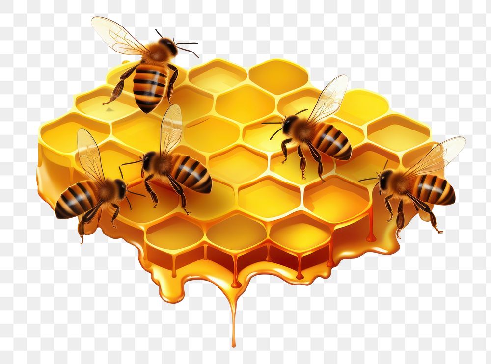 PNG  Honeycomb bee hexagon insect. AI generated Image by rawpixel.