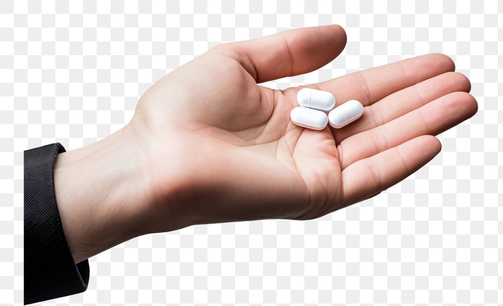 PNG  Hand holding medicine pill medication narcotic. AI generated Image by rawpixel.