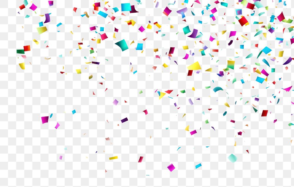 PNG Colorful confetti backgrounds white background celebration. AI generated Image by rawpixel.