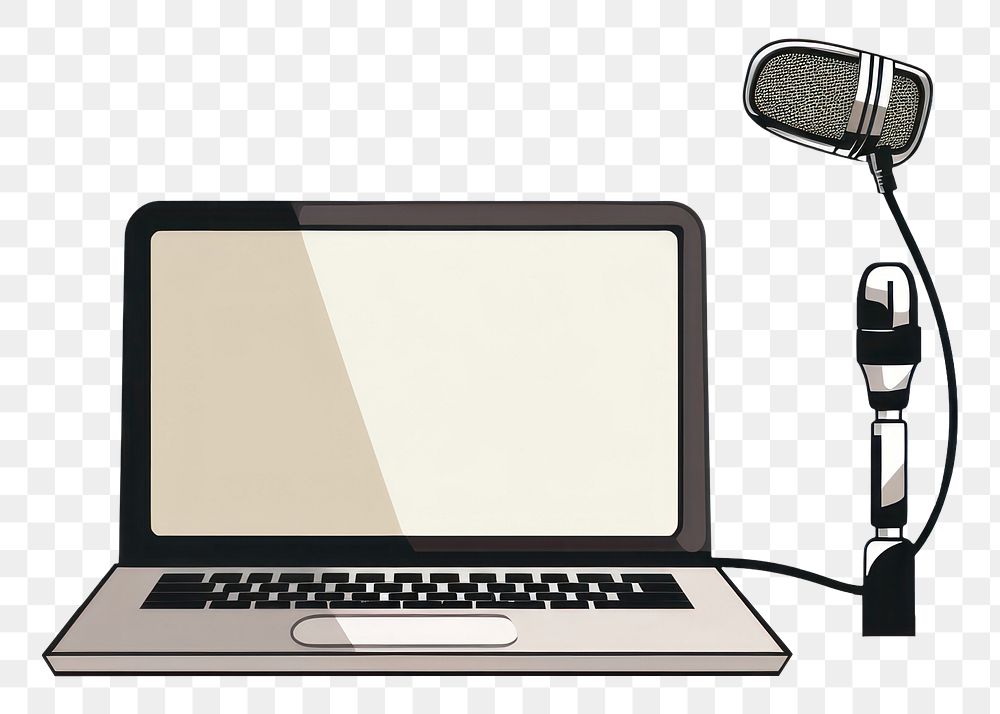 PNG  Podcasting microphone laptop technology. AI generated Image by rawpixel.