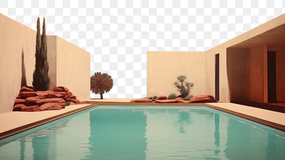 PNG Architecture villa pool tranquility. AI generated Image by rawpixel.